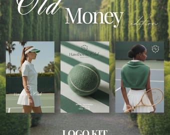 Old Money Logo For Clothes – Premade & Editable Canva Logo Kit | 3 Logos, Green Color Palette | Old Money Brand Kit For Small Business