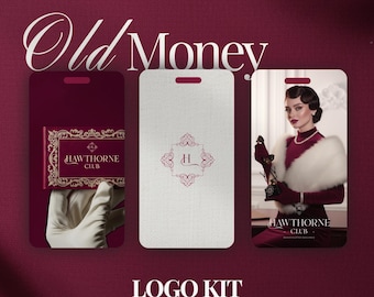Old Money Logo Kit – Premade & Editable in Canva | Luxury Logo Design | Elegant Brand Kit Logo for Small Business  | Red Color Palette