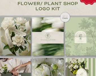 Luxury Florist Branding Kit | Florist Logo Design | Flower Logo Canva Template | Elegant Flower Shop Logo | Plant Shop Logo Canva Template