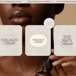 Three pre-made logo variations displayed on an aesthetic beauty inspired image. Includes a Main Logo, Logo with Tagline, and Icon Version. Each design reflects the luxury, bold aesthetic, offering flexibility and refinement. The composition emphasizes elegance and premium branding ready for entrepreneurs seeking instant credibility.
Copy reads: “3 Pre Made Logo Variations”, “Fully Editable In Canva”.