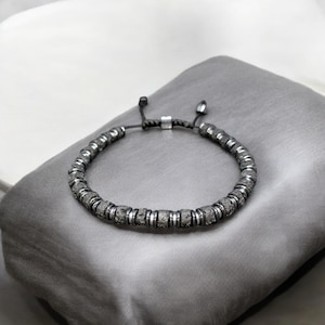 Handmade Lava Stone Bracelet: Unisex Hematite Adjustable Design