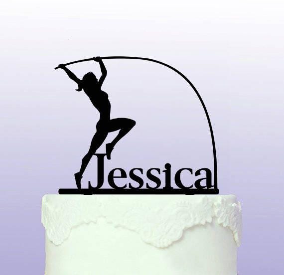 Pole Vaulting Personalised Female Cake Topper