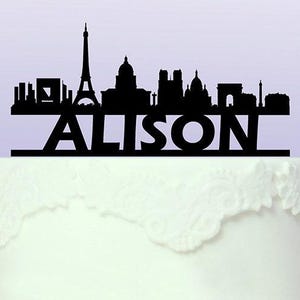 Personalised Paris Cityscape Cake Topper