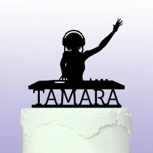 Adorno para tarta de cumpleaños con imagen de DJ femenina