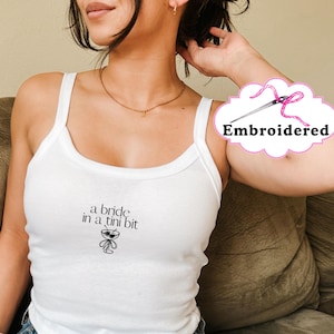 Embroidered Martini Bride Tank | Custom Bride In A Tini Bit Shirt | Bridal Shower Bow Tank | Bachelorette Tank | Future Mrs. PJs |