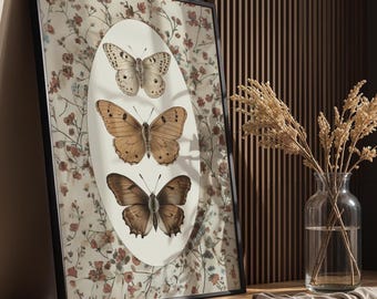 Vintage Butterfly Art Print | Botanical Insect Illustration | Cottagecore Wall Decor | Antique Butterfly Poster , Moth Wall Art