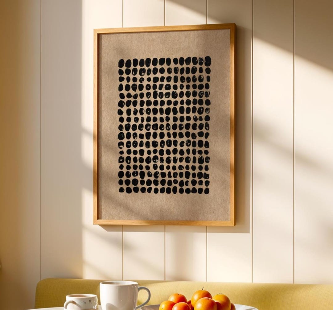 Modern Geometric Shapes, Beige Black Wall Art, Abstract Wall Art Print ...