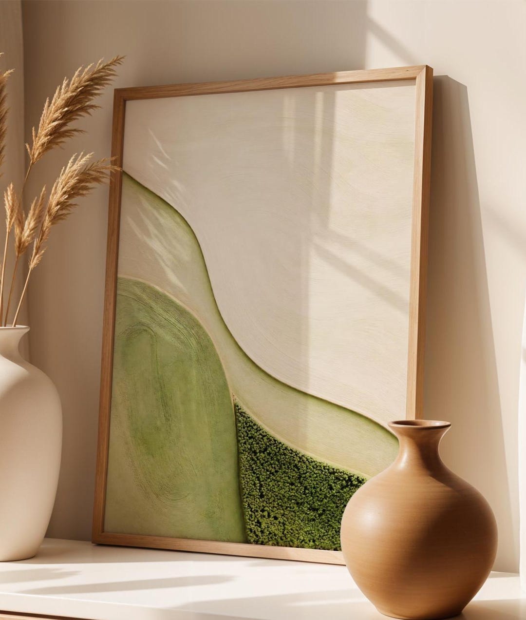 Sage Green Abstract Landscape Print, Minimalist Neutral Wall Art ...