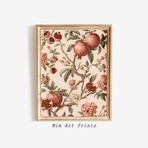 Vintage Pomegranate Tree Print, Antique Botanical Digital Art, Rustic Decor