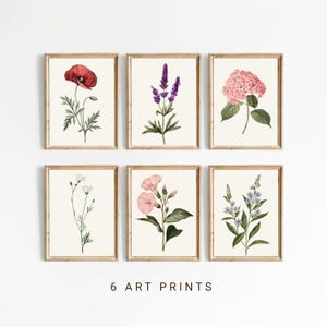 Vintage Botanical Prints Set: Wildflower Gallery Wall Art (Digital Download