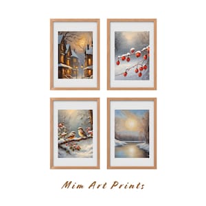 Winter Gallery Wall Art Set, Vintage Farmhouse Decor, Nostalgic Printable Art, Rustic Winter Gallery Art Prints, Vintage Digital Printable
