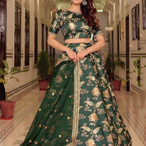 Zari Embroidered Art Silk Lehenga Choli: Indian Wedding Wear