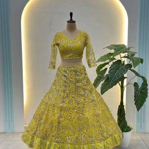 Butterfly Net Lehenga Choli Set, Sequins Coding Embroidery, Semi-Stitched Indian Wedding Party Wear