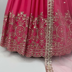 Embroidered Lehenga Choli Set: Sequin Faux Georgette & Net Dupatta - Free Size