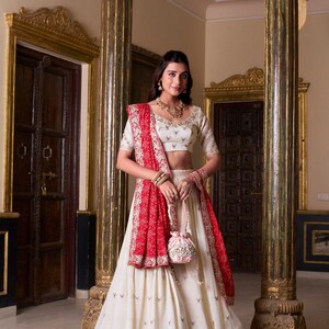 Vichitra Silk Lehenga Set: Sequins & Thread Embroidery, Drawstring Waist