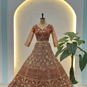 Butterfly Net Lehenga Choli Set, Sequins Coding Embroidery, Indian Wedding Party Wear