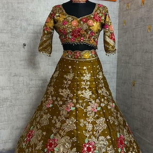 Sequin Embroidered Lehenga Choli: Jimmy Chu Fabric, Butterfly Net Dupatta