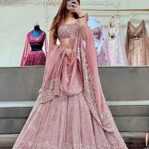 Shimmer Dori Georgette Lehenga Set: Semi-Stitched Indian Wear