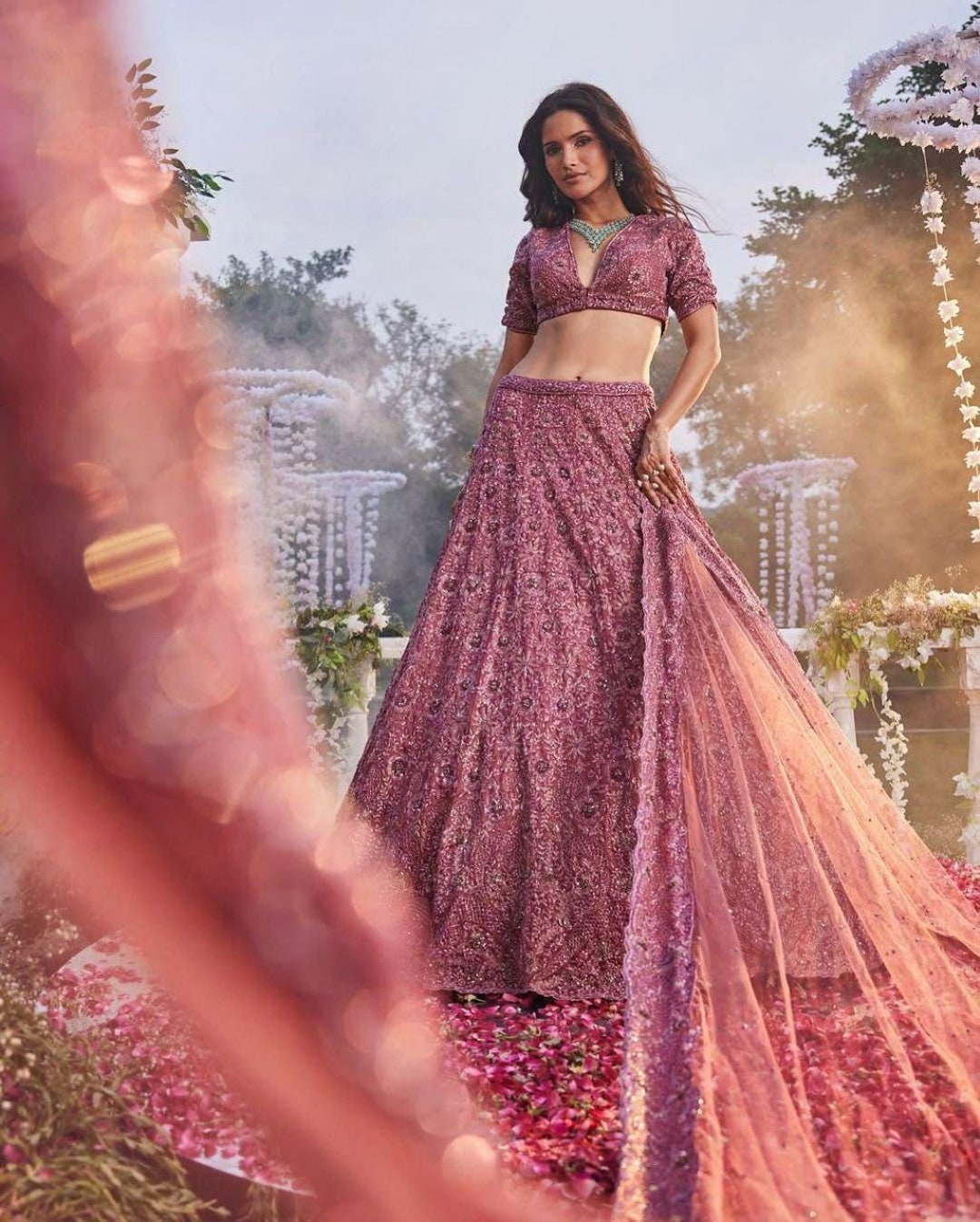 Heavy Chinon Silk And Embroidery Work With Sequence Work Lehenga main image 1