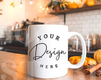 White Mug Mockup: Rustic Coffee Cup, Printify Mock (Digital Download)