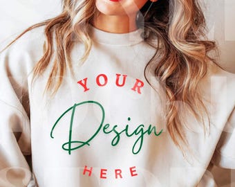 Sand Gildan 18000 Sweatshirt Mockup: High-Resolution (Digital Download)