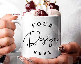 11oz White Standard Mug Mockup, White Coffee Cup Mock, Printify Mug Mock-up, Digital Download
