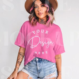 Bella Canvas 3001 Pink T-Shirt Mockup (Digital Download)
