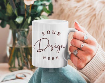 White 11oz Standard Mug Mockup, White Coffee Cup Mock up, Trendy Cozy Aesthetics, For Book Lovers Mock, Digital Download