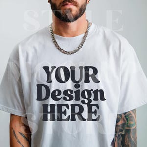 Comfort Colors 1717 White TShirt Mockup, C1717 Mens Mockup, Comfort Colors 1717 Male Model, Comfort Colors Man Mockup