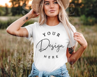 Bella Canvas 3001 White T-Shirt Mockup: Unisex Jersey Tee (Digital Download)