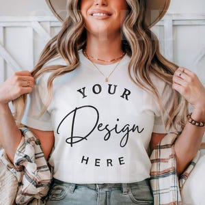 White Comfort Colors 1717 T-Shirt Mockup: Woman Model (Digital Download)