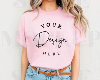 Blossom Comfort Colors 1717 T-Shirt Mockup: Boho Tee (Digital Download)