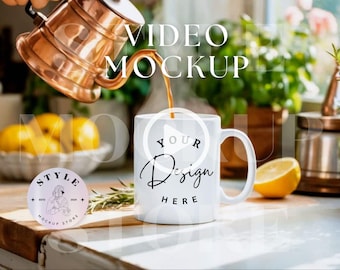 11oz White Mug Mockup Video, Realistic Coffee Cup Mockup, White Cup Video Mockup, Trendy  Cottagecore Mug Mockup, Printify Mug Mockup Video
