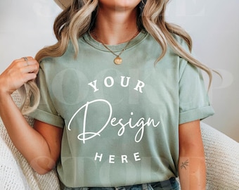 Comfort Colors 1717 T-Shirt Mockup: Bay Green Tee (Digital Download)