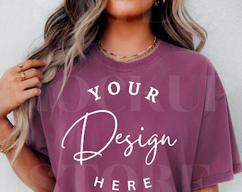 Comfort Colors 1717 Berry T-Shirt Mockup: Unisex Garment-Dyed Tee (Digital Download)