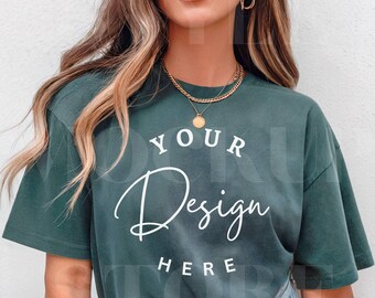 Blue Spruce Comfort Colors 1717 T-Shirt Mockup (Digital Download)