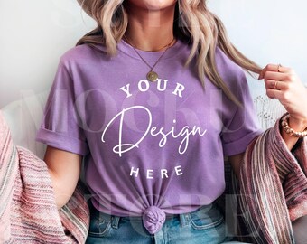 Bella Canvas 3001 Purple T-Shirt Mockup: Unisex Jersey Tee (Digital Download)