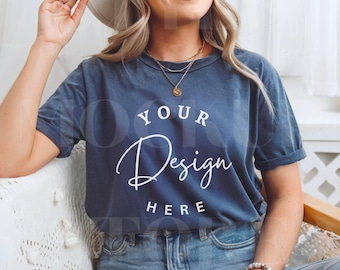 Denim Comfort Colors 1717 T-Shirt Mockup (Digital Download)