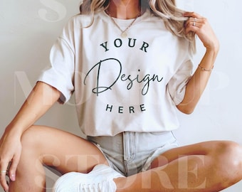Comfort Colors 1717 Ivory T-Shirt Mockup: Boho Tee Mock (Digital Download)