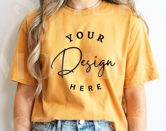 Mustard Comfort Colors 1717 T-shirt Mockup: Boho Woman's Tee (Digital Download)