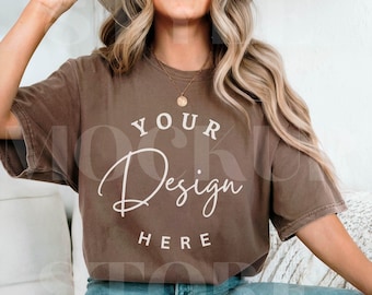 Espresso Comfort Colors 1717 T-Shirt Mockup: T-shirt unisex tinta in capo (download digitale)