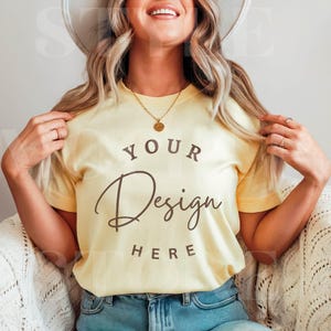 Comfort Colors 1717 T-Shirt Mockup: Light Yellow Tee (Digital Download)