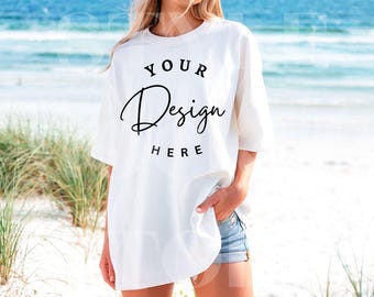 Comfort Colors 1717 T-Shirt Mockup: White Garment-Dyed Tee (Digital Download)