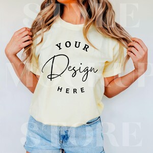 Comfort Colors 1717 T-Shirt Mockup: Banana Yellow Tee (Digital Download)