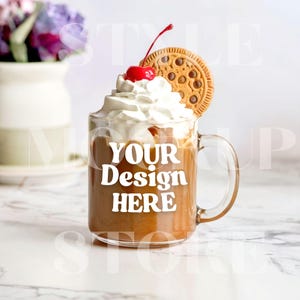 Clear Glass Mug Mockup: Minimalist Coffee Cup (PNG Digital File)
