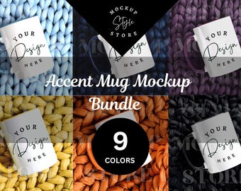Colorful Accent Mug Mockup Bundle - Printify 11oz (PNG Digital File)