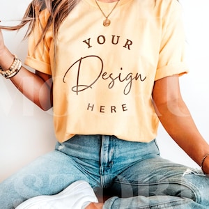 Butter Comfort Colors 1717 TShirt Mockup, CC1717 Butter Shirt Mockup, C1717 Yellow T-Shirt Mock-up, Trendy Woman Oversized Summer Tee Mockup