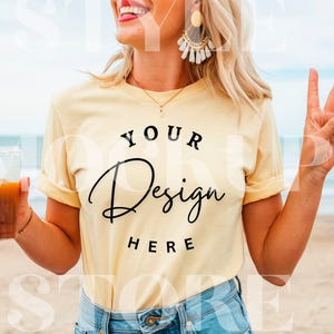 Comfort Colors 1717 T-Shirt Mockup: Beach Boho Style (Digital Download)