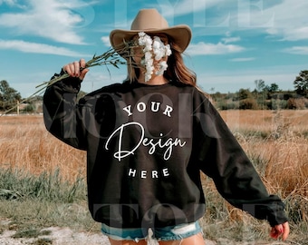 Gildan 18000 Black Sweatshirt Mockup: Unisex Heavy Blend (Digital Download)