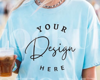 Chambray Comfort Colors 1717 T-Shirt Mockup: Boho Western (Digital Download)